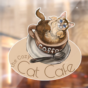 Autocollant Pour Fenêtre Le Café Chat Cozy Café