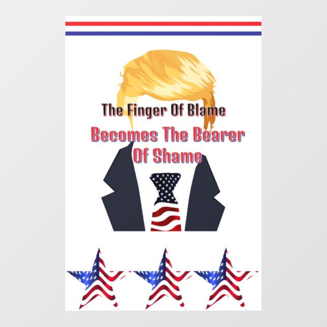 Autocollant Pour Fenêtre Le Doigt De L'Attaque De Trump (Feuille)