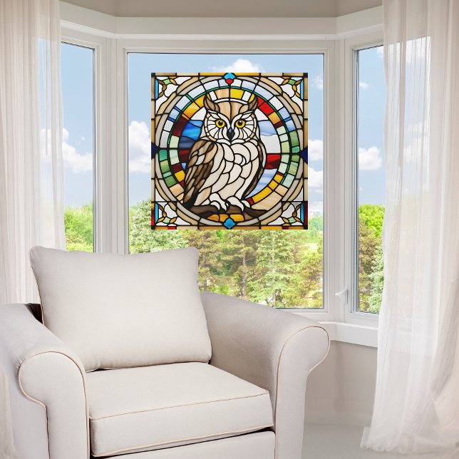 Autocollant Pour Fenêtre Le majestueux Hibou Faux Vitrail (Créateur téléchargé)