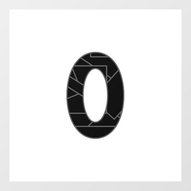 Autocollant Pour Fenêtre Le nombre zéro (0) en noir (Feuille)