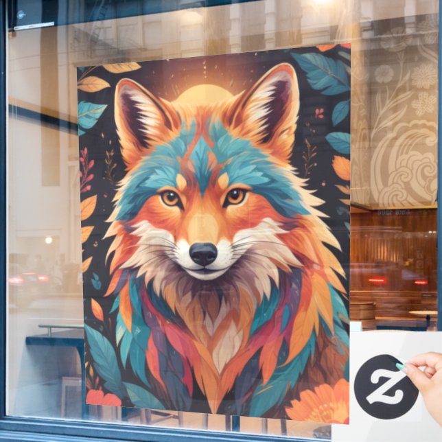 Autocollant Pour Fenêtre Le renard d'automne (Fenêtre de café)