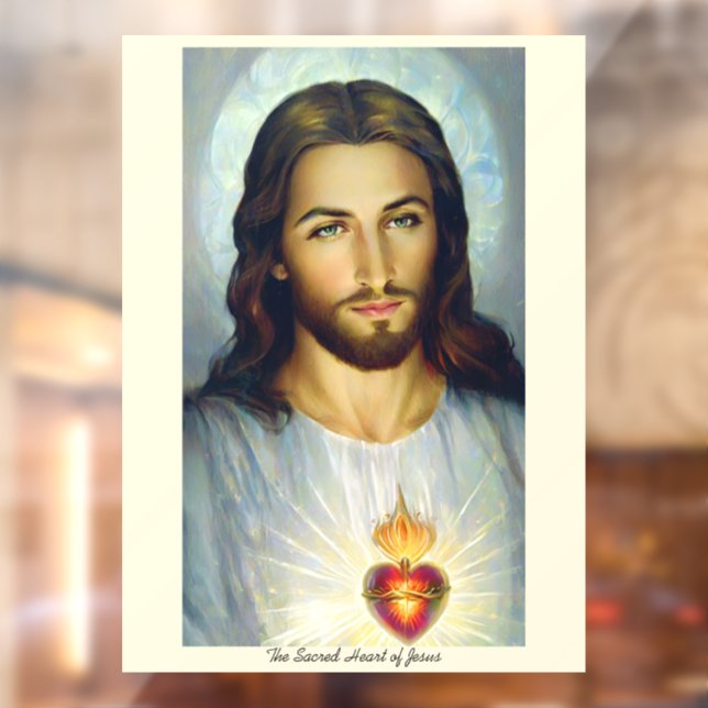 Autocollant Pour Fenêtre Le Sacré Coeur de Jésus (Feuille 2)