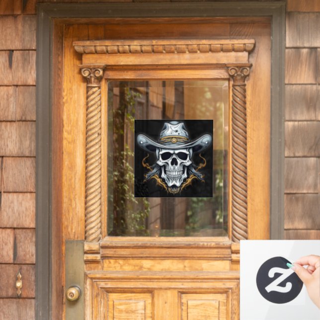 Autocollant Pour Fenêtre Le squelette cowboy (Porte d'accueil)