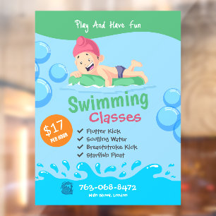 Autocollant Pour Fenêtre Leçons de natation Enfants Fenêtre personnalisée C