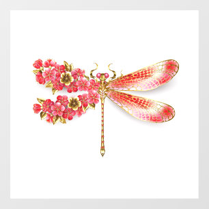 Autocollant Pour Fenêtre libellule de fleurs avec sakura de bijoux