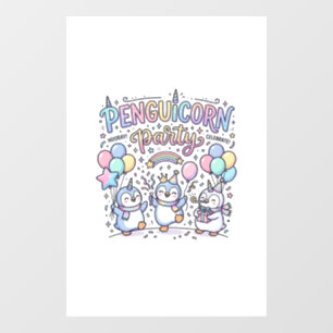 Autocollant Pour Fenêtre Licorne Penguicorne Fête Vecteur Premium Vector De