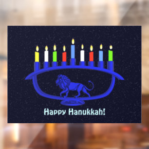 Autocollant Pour Fenêtre Lion bleu Menorah