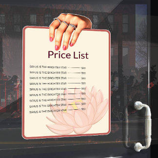 Autocollant Pour Fenêtre Liste de prix adhésif pour vitrine