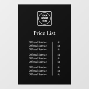 Autocollant Pour Fenêtre Liste de prix avec logo noir   Fenêtre professionn