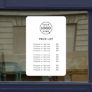 Autocollant Pour Fenêtre Liste de prix Logo   Blanc Minimaliste Moderne Ent