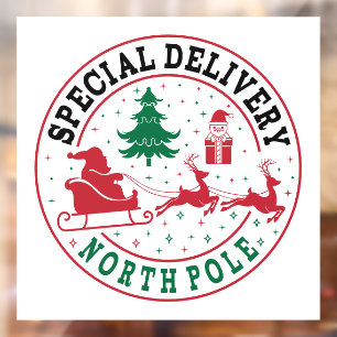 Autocollant Pour Fenêtre Livraison spéciale Pôle Nord Noël