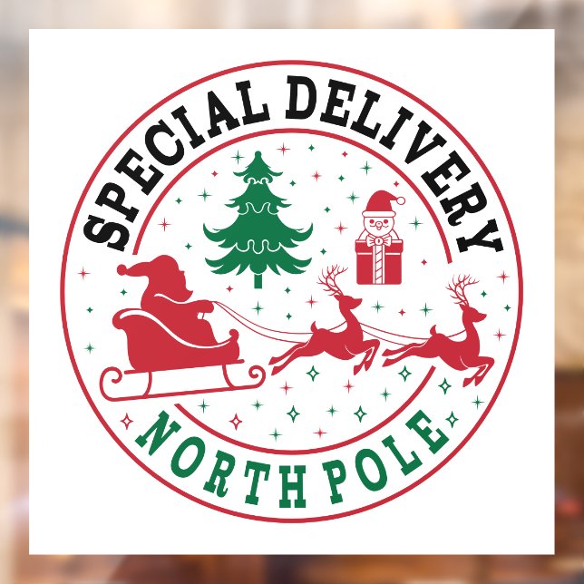 Autocollant Pour Fenêtre Livraison spéciale Pôle Nord Noël (Feuille 2)