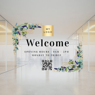 Autocollant Pour Fenêtre Logo de l'entreprise eucalyptus bienvenue ouvertur