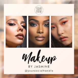 Autocollant Pour Fenêtre Logo de photo de maquillage de script rose Blush