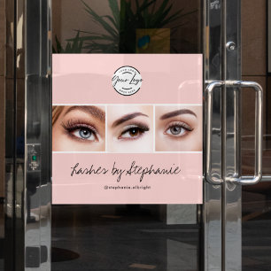 Autocollant Pour Fenêtre Logo de script rose Blush Photo Cils Studio