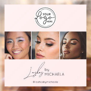 Autocollant Pour Fenêtre Logo de script rose Blush Photo Lashes Studio