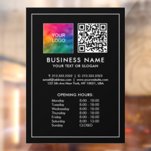 Autocollant Pour Fenêtre Logo d'entreprise Code QR Horaires d'ouverture Bou