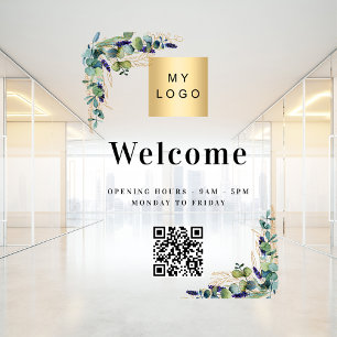 Autocollant Pour Fenêtre Logo d'entreprise eucalyptus bienvenue ouverture c