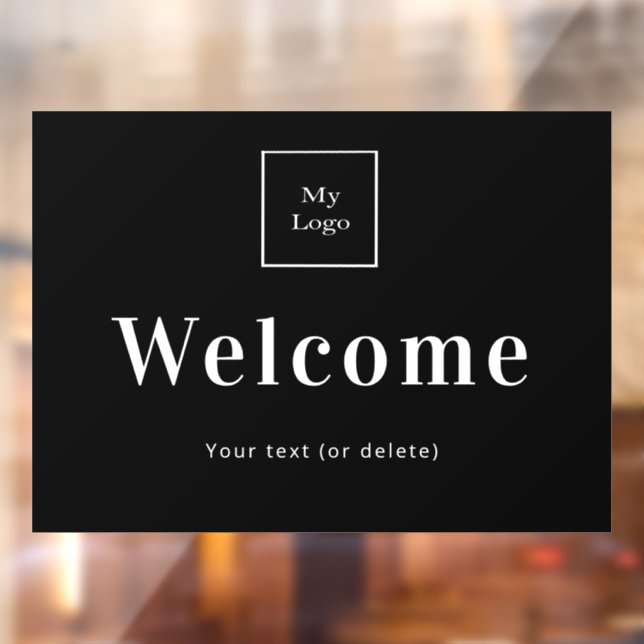 Autocollant Pour Fenêtre Logo d'entreprise noir blanc bienvenue  (Feuille 2)