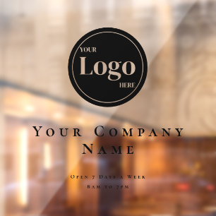 Autocollant Pour Fenêtre Logo d'entreprise noir simple heures d'ouverture