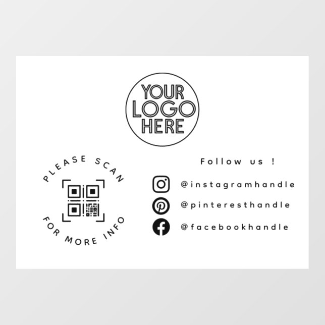 Autocollant Pour Fenêtre Logo d'entreprise personnalisé simple Code QR Médi (Feuille)