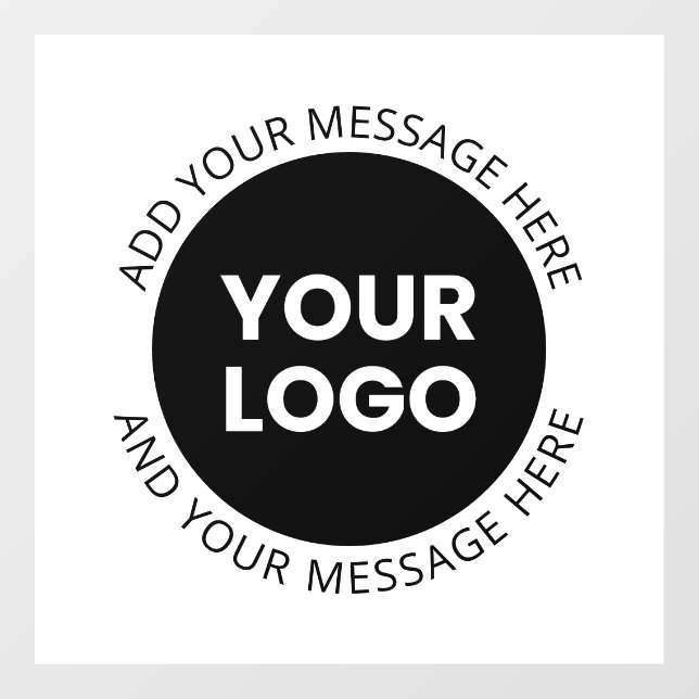 Autocollant Pour Fenêtre Logo d'entreprise & Texte modifiable Blanc & Noir (Feuille)