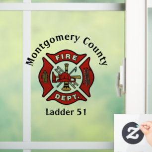 Autocollant Pour Fenêtre Logo du service d'incendie rouge personnalisé