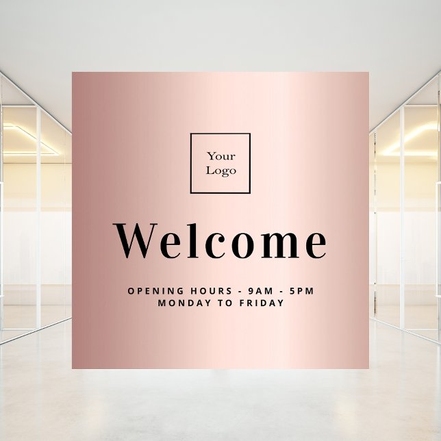 Autocollant Pour Fenêtre Logo entreprise métallisé or rose de bienvenue (Créateur téléchargé)