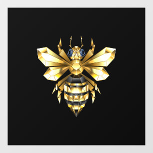 Autocollant Pour Fenêtre Logo Faux Gold Foil Bee Polygonal sur Noir
