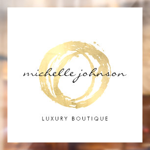 Autocollant Pour Fenêtre Logo Luxe Faux Gold Peint Cercle Designer