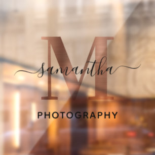 Autocollant Pour Fenêtre Logo M Monogramme Élégant Signature Rose Gold