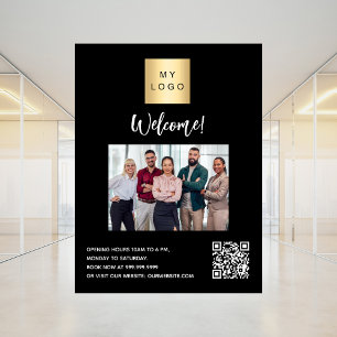 Autocollant Pour Fenêtre Logo noir de l'entreprise photo de bienvenue QR-co