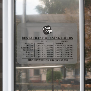 Autocollant Pour Fenêtre Logo Personnalisé Ouverture Déjeuner Dîner Heures