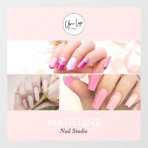 Autocollant Pour Fenêtre Logo Photo Studio Ongles Rose Pâle