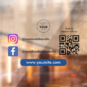 Autocollant Pour Fenêtre Logo professionnel personnalisé Social Media QR Co