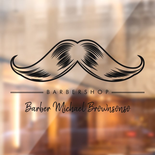 Autocollant Pour Fenêtre Logo Simple de Moustache de Barbier (Feuille 2)