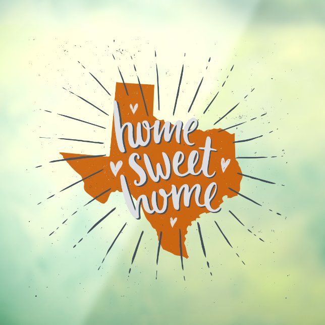 Autocollant Pour Fenêtre Longhorn Burnt Orange Home Sweet Home Texas (Feuille 3)