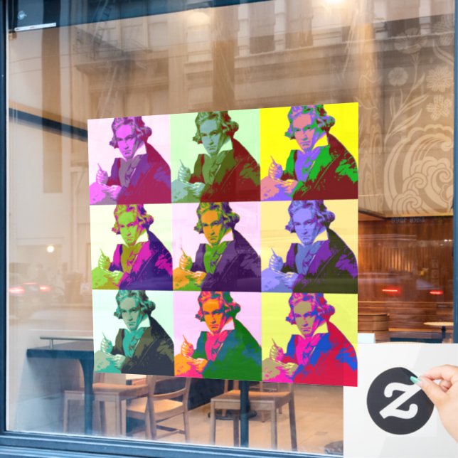 Autocollant Pour Fenêtre Ludwig Van Beethoven Pop Art (Fenêtre de café)