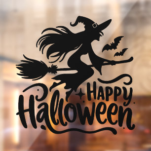 Autocollant Pour Fenêtre Lune de sorcières Joyeux Halloween