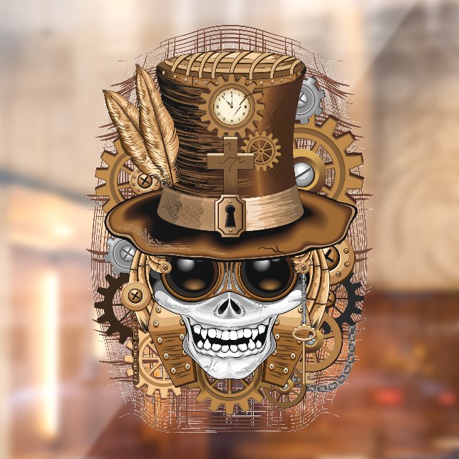 Autocollant Pour Fenêtre Machine rétro Voodoo à vapeur crâne (Feuille 2)