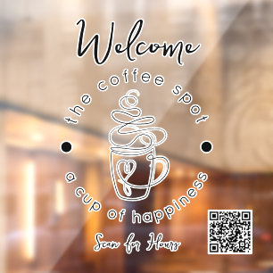 Autocollant Pour Fenêtre Magasin de café personnalisé Ajoutez votre logo Mo