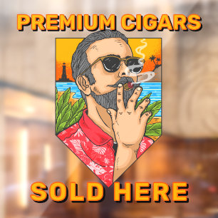 Autocollant Pour Fenêtre Magasin de Fumée Cigares Premium Vendus Ici Public