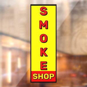 Autocollant Pour Fenêtre Magasin de Fumée Rouge Jaune Noir Publicité 