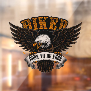 Autocollant Pour Fenêtre Magasin de motos Biker Eagle Born To Be Free