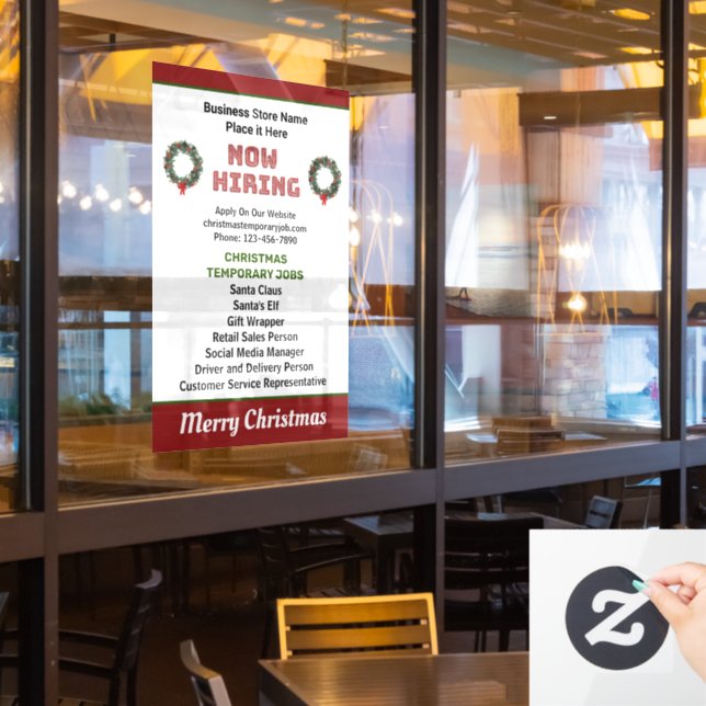 Autocollant Pour Fenêtre Maintenant Embaucher Noël Jours fériés Jobs person (Fenêtre du restaurant)