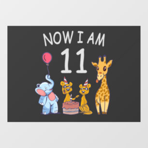 Autocollant Pour Fenêtre Maintenant j'ai 11 ans 11e anniversaire au zoo