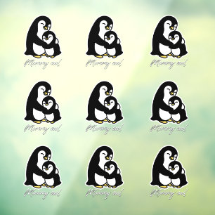 Autocollant Pour Fenêtre Maman cool - Maman et bébé pingouin - b