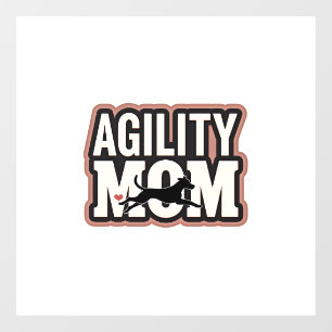 Autocollant Pour Fenêtre Maman d'agilité Vintage silhouette de chien d'agil