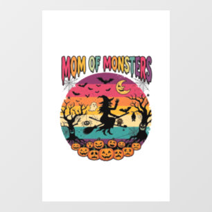 Autocollant Pour Fenêtre Maman Monstres Sorcière Halloween Citrouilles Chau