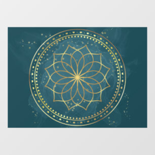 Autocollant Pour Fenêtre Mandala d'or en Turquoise